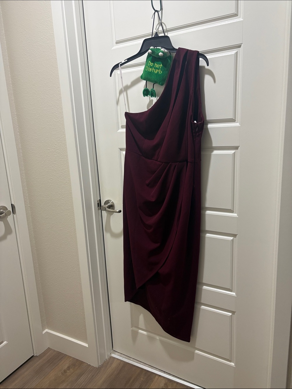Burgundy One Shoulder Tulip Dress